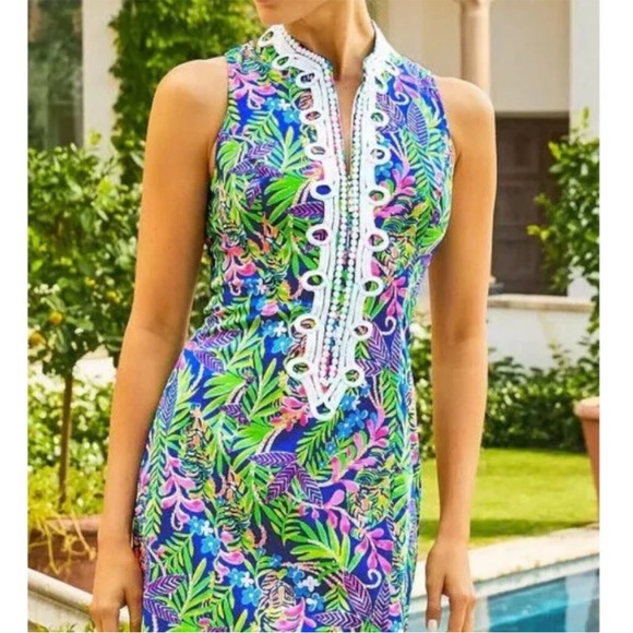 Lilly Pulitzer Alexa Stretch Shift Dress Borealis Blue ~ How You Like Me Prowl